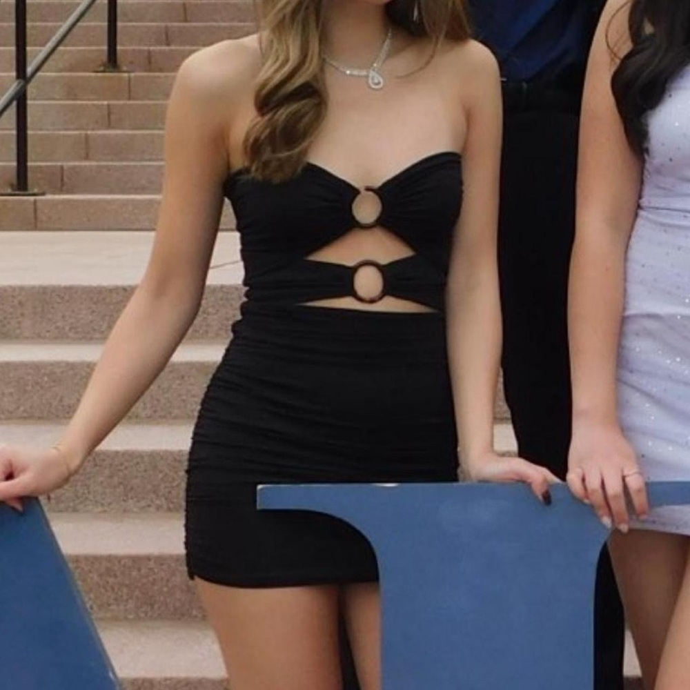 Elegant Black Cut-Out Dress
